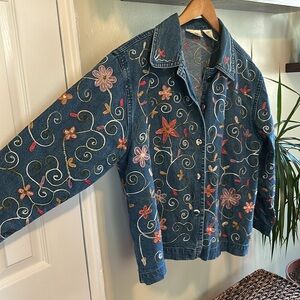 UNITS Embroidered Vintage Jean Jacket Floral L